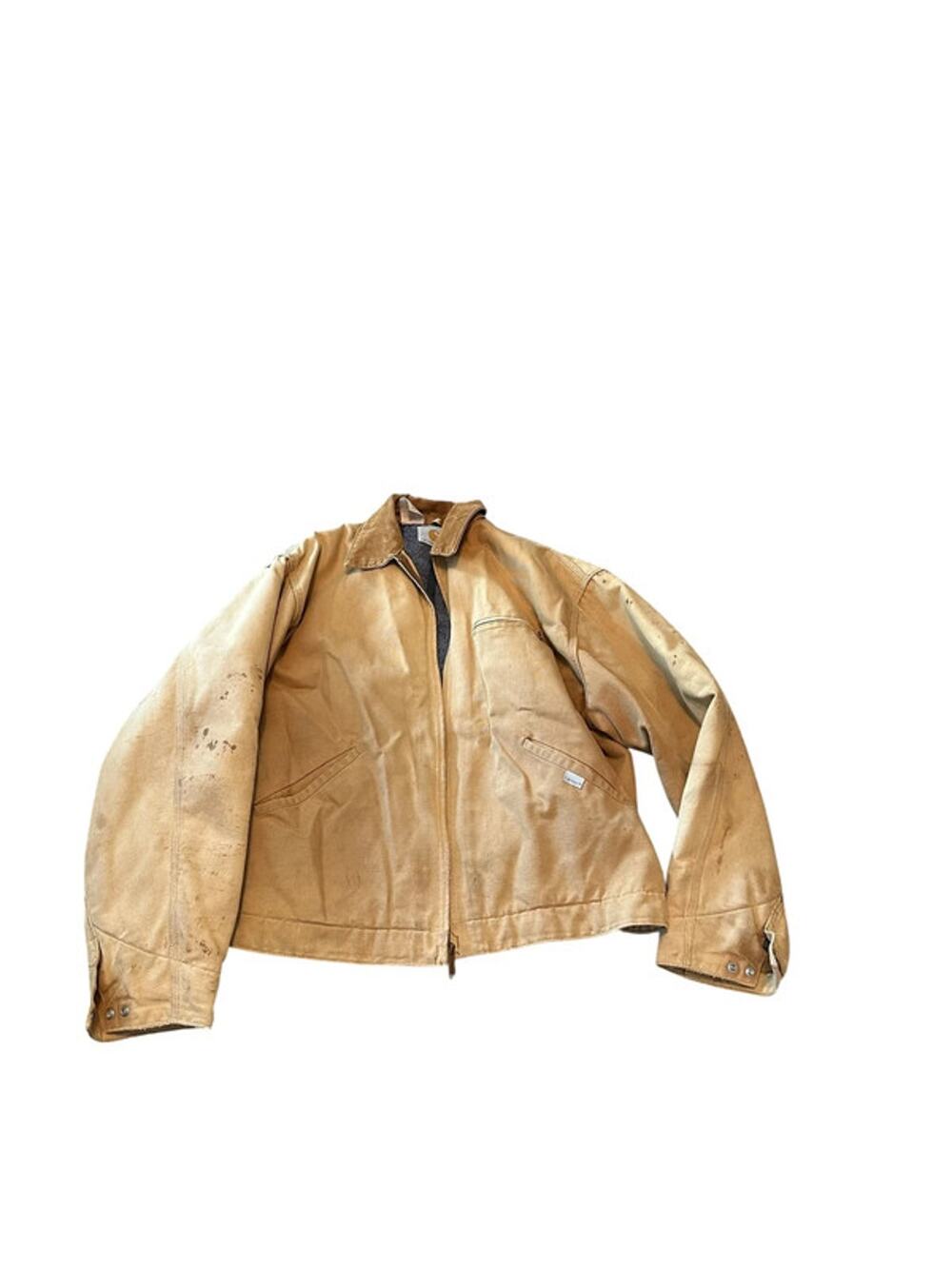 Vintage Carhartt Detroit Jacket Blanket Lined Tan Canvas Boxy Cropped 24x23 M/L